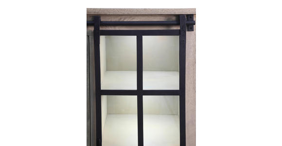 VITRINE  in Hartholz Mangoholz Schwarz, Graubraun  - Graubraun/Schwarz, LIFESTYLE, Glas/Holz (90/135/42cm) - Landscape