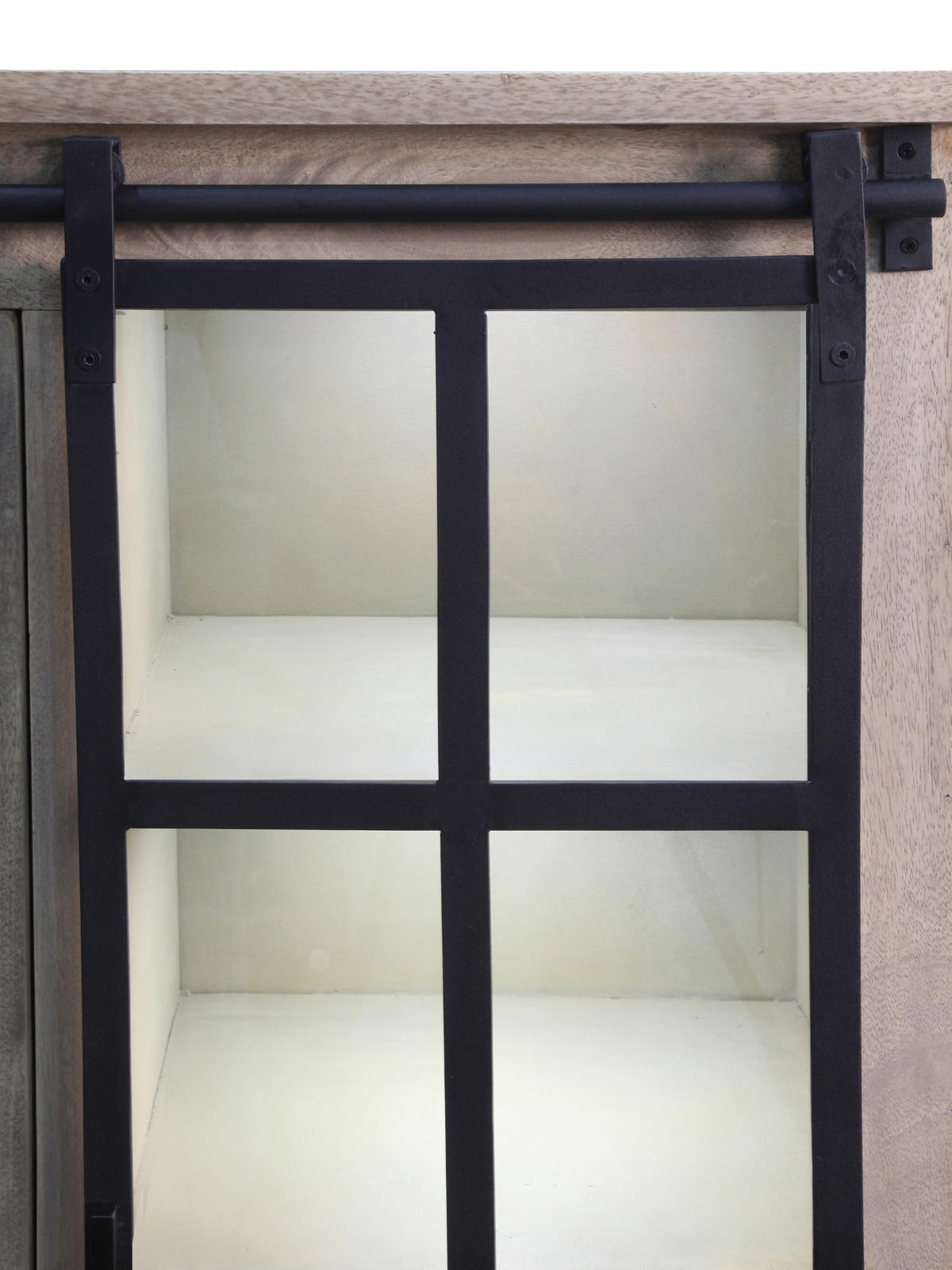 VITRINE  in Hartholz Mangoholz Schwarz, Graubraun  - Graubraun/Schwarz, LIFESTYLE, Glas/Holz (90/135/42cm) - Landscape