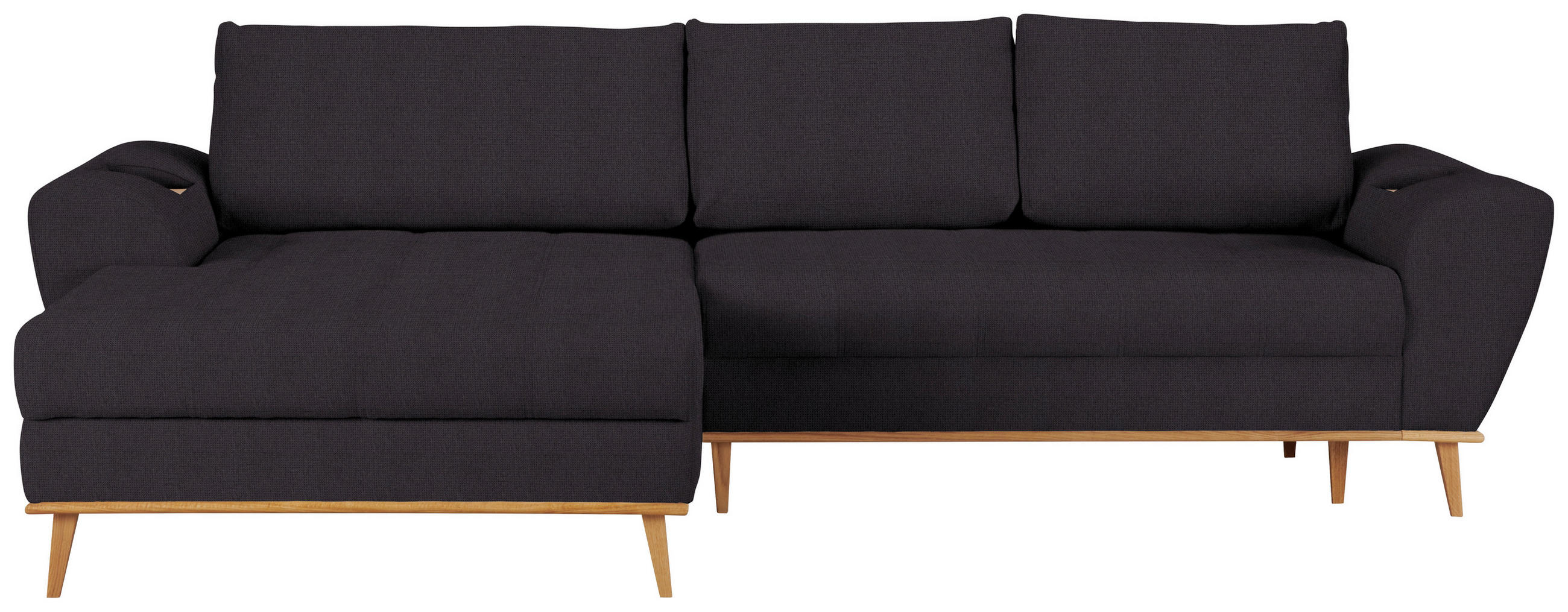 ECKSOFA in Webstoff Schwarz  175/282 cm  - Eichefarben/Schwarz, Design, Holz/Textil (175/282cm) - Carryhome