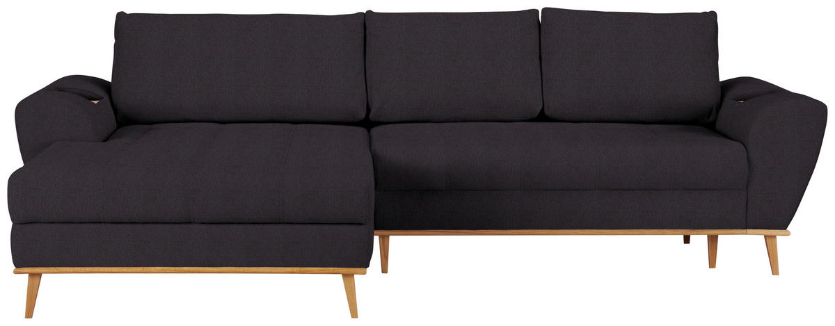 HÖRNSOFFA i vävt tyg svart  - svart/ekfärgad, Design, trä/textil (175/282cm) - Livetastic