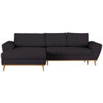 ECKSOFA in Webstoff Schwarz  175/282 cm  - Eichefarben/Schwarz, Design, Holz/Textil (175/282cm) - Carryhome