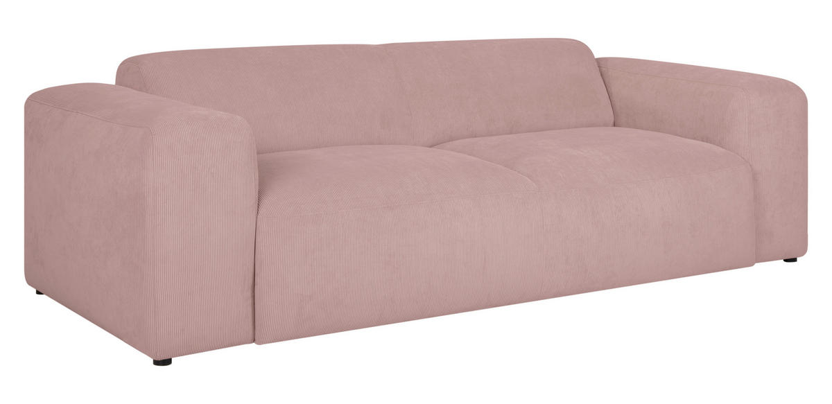 3-SITZER-SOFA in Cord Rosa  - Schwarz/Rosa, Design, Kunststoff/Textil (247/75/104cm) - MID.YOU