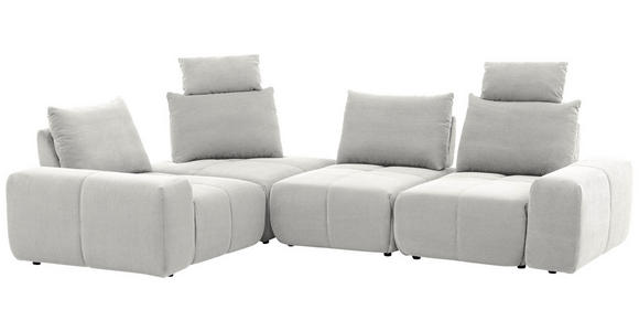 ECKSOFA in Velours Hellgrau 236/326 cm - Hellgrau/Schwarz, Design, Kunststoff/Textil (236/326cm) - Xora