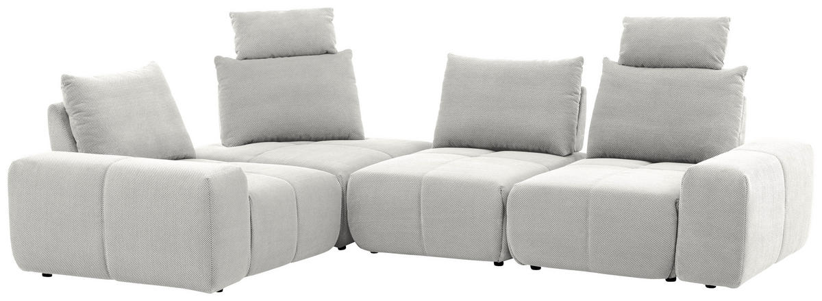 ECKSOFA in Velours Hellgrau  236/326 cm  - Hellgrau/Schwarz, Design, Kunststoff/Textil (236/326cm) - Xora