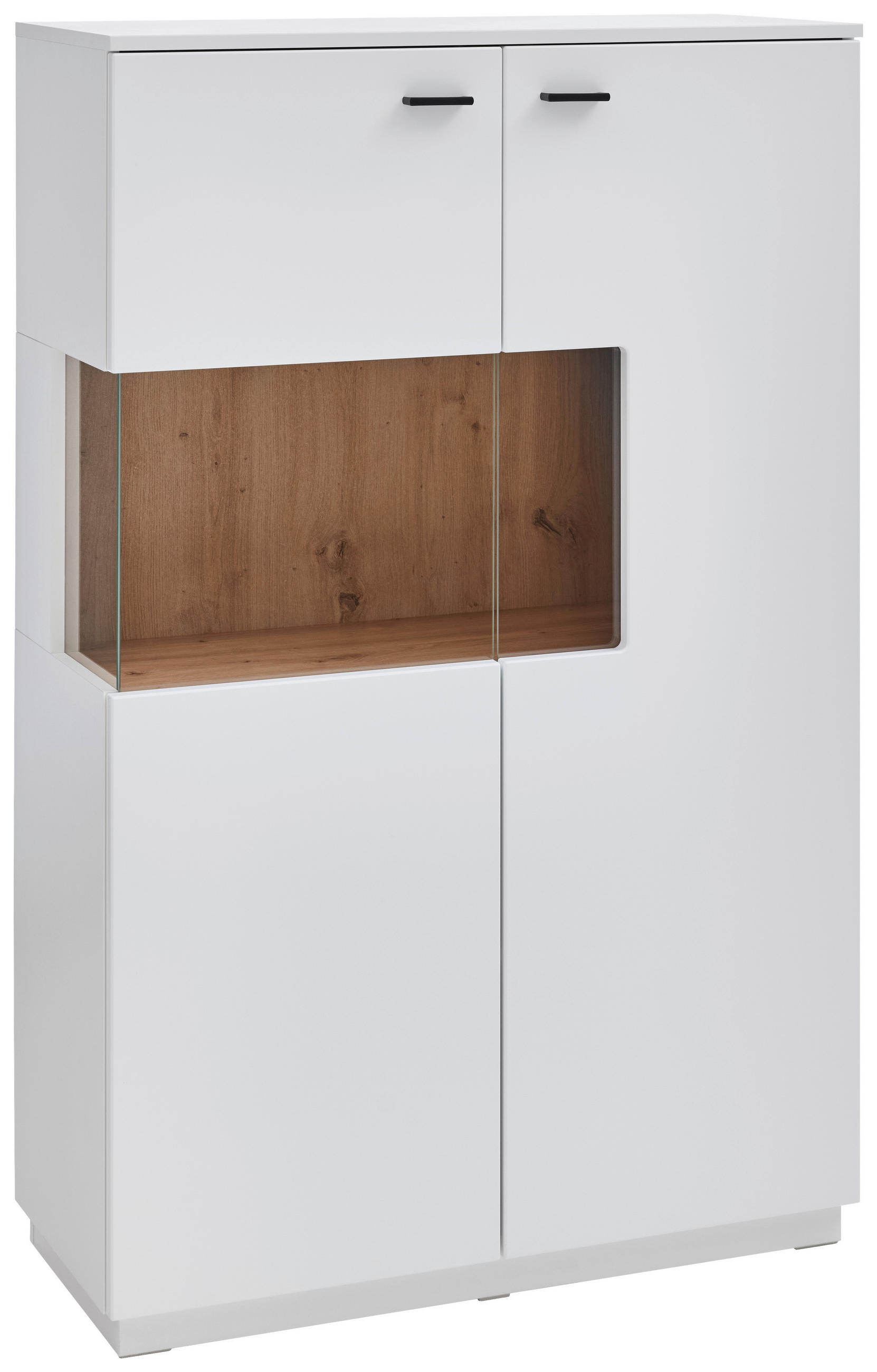 HIGHBOARD  in 90/141/37 cm  - Schwarz/Weiß, Design, Glas/Holzwerkstoff (90/141/37cm) - Stylife