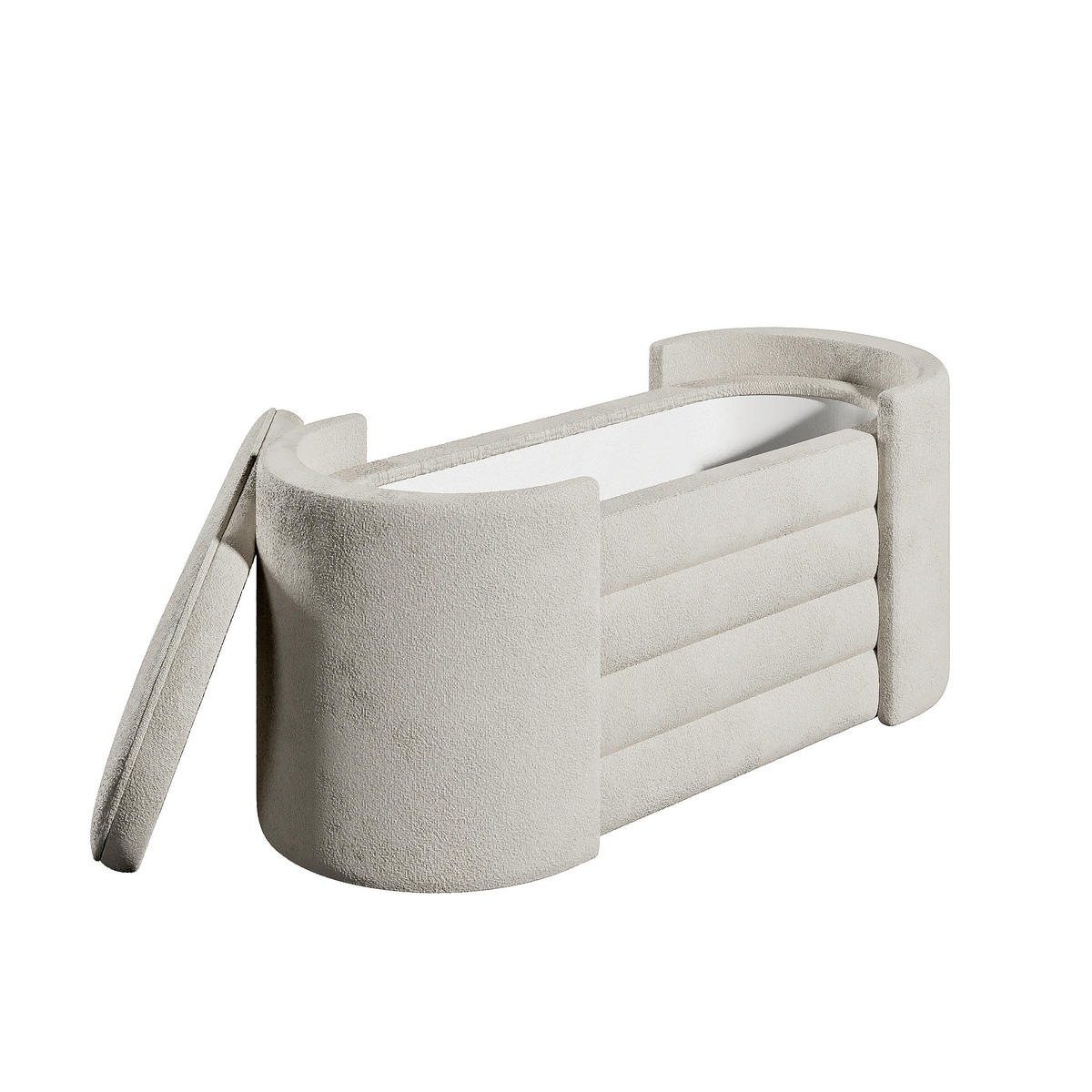 STOPPAD BÄNK i textil cremefärgad  - cremefärgad, Design, textil (105/42/42cm) - Livetastic