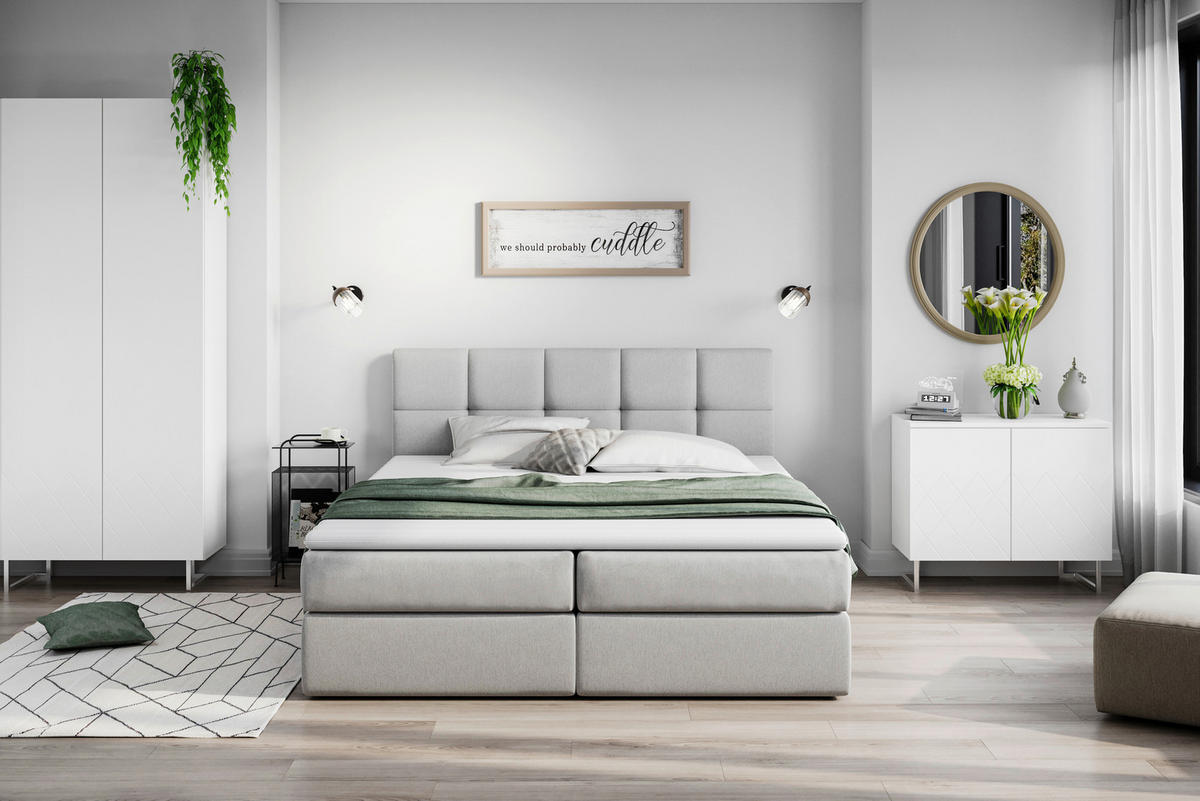 BOXBETT 140/200 cm  in Hellgrau  - Hellgrau/Schwarz, LIFESTYLE, Holz/Holzwerkstoff (140/200cm) - Livetastic