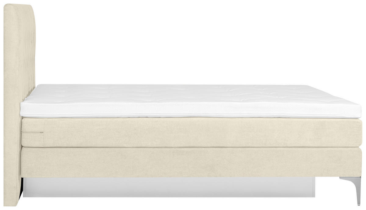 BOXSPRINGBETT 180/200 cm  in Beige  - Chromfarben/Beige, Design, Textil/Metall (180/200cm) - Welnova