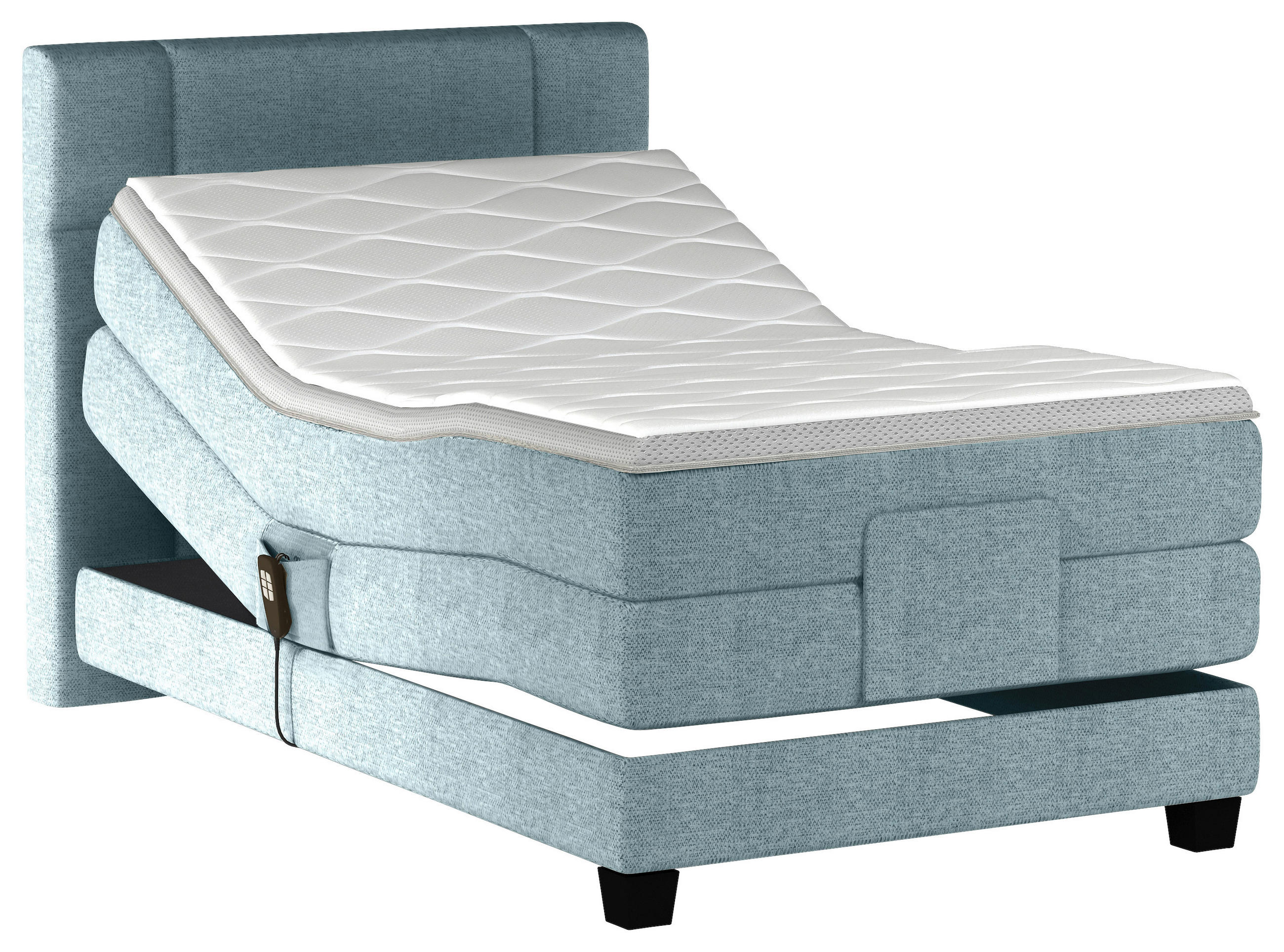 BOXSPRINGBETT 90/200 cm  in Graublau  - Graublau/Schwarz, KONVENTIONELL, Holz/Kunststoff (90/200cm) - Esposa
