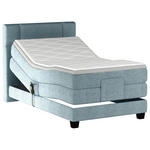 BOXSPRINGBETT 90/200 cm,  in Graublau, Matratze, Topper, motorische Verstellbarkeit, Fernbedienung, H2 = mittel  - Graublau/Schwarz, KONVENTIONELL, Holz/Kunststoff (90/200cm) - Esposa