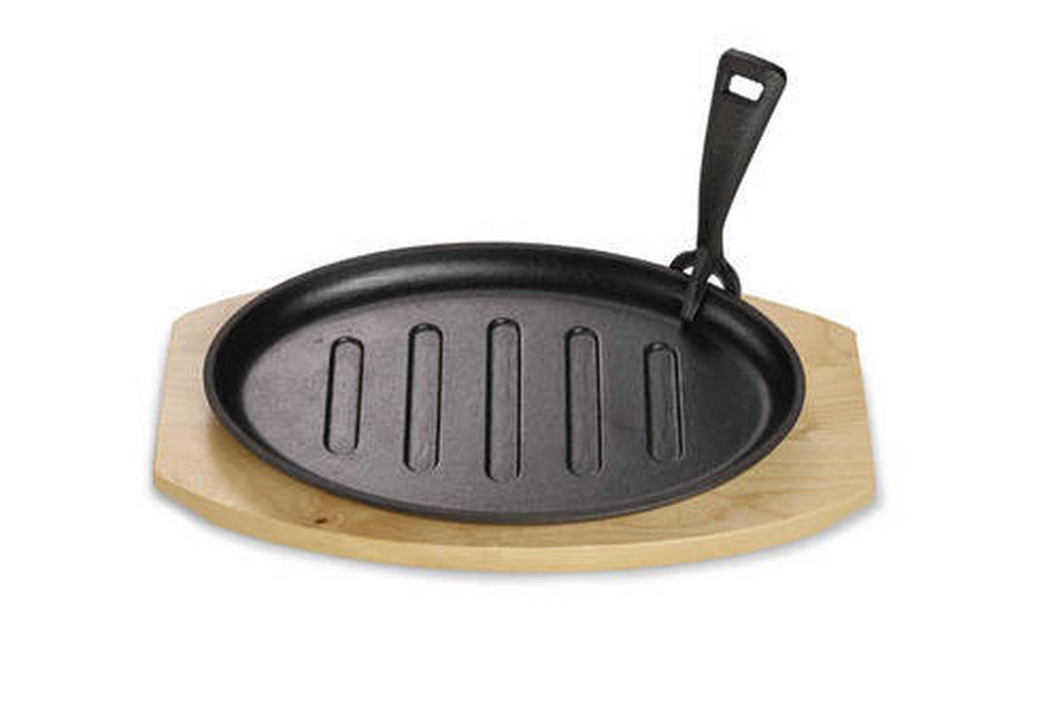 SERVIERPFANNE Emaille  - Schwarz/Braun, Basics, Holz/Metall (28/2/18cm) - Echtwerk