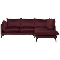 ECKSOFA Bordeaux Samt  - Bordeaux/Schwarz, Design, Textil/Metall (241/200cm) - Carryhome