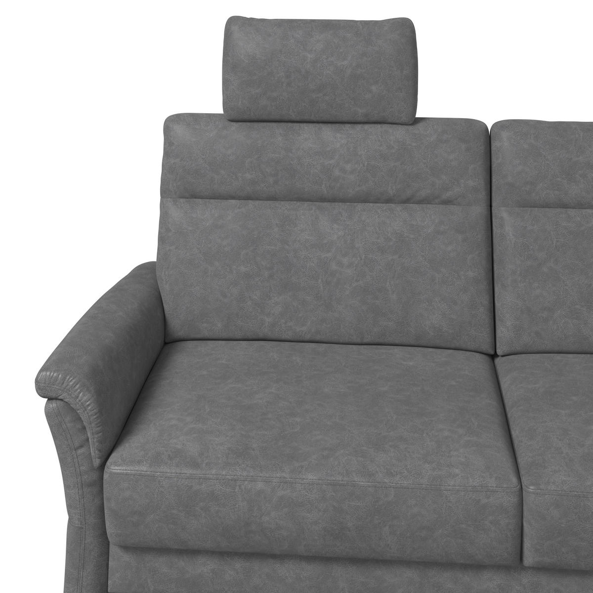 3,5-SITZER Mikrofaser Dunkelgrau  - Dunkelgrau/Schwarz, KONVENTIONELL, Kunststoff/Textil (205/98/91cm) - Elegando