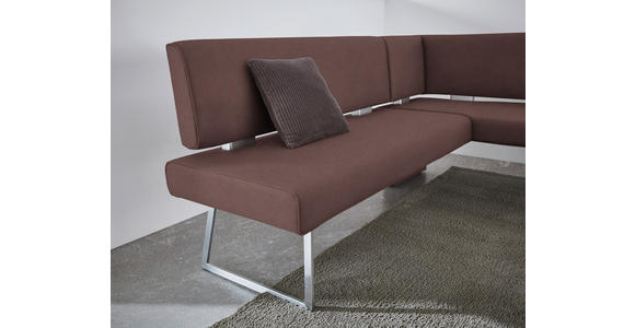 ECKBANK 219/160 cm  in Edelstahlfarben, Dunkelbraun  - Edelstahlfarben/Dunkelbraun, Design, Textil/Metall (219/160cm) - Dieter Knoll
