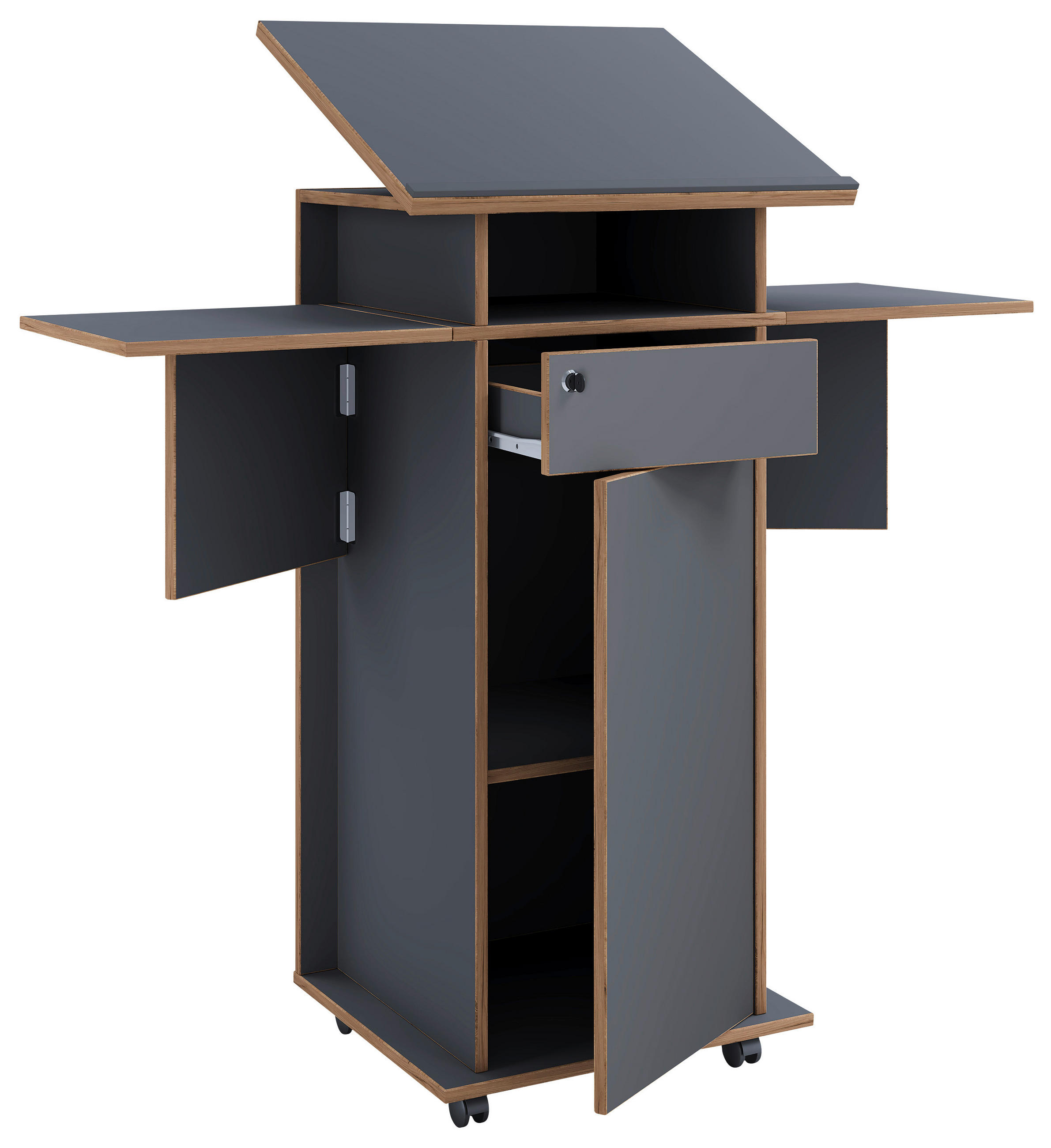 STEHPULT   - Honigeiche/Anthrazit, Design, Holzwerkstoff (123/128/44cm) - MID.YOU