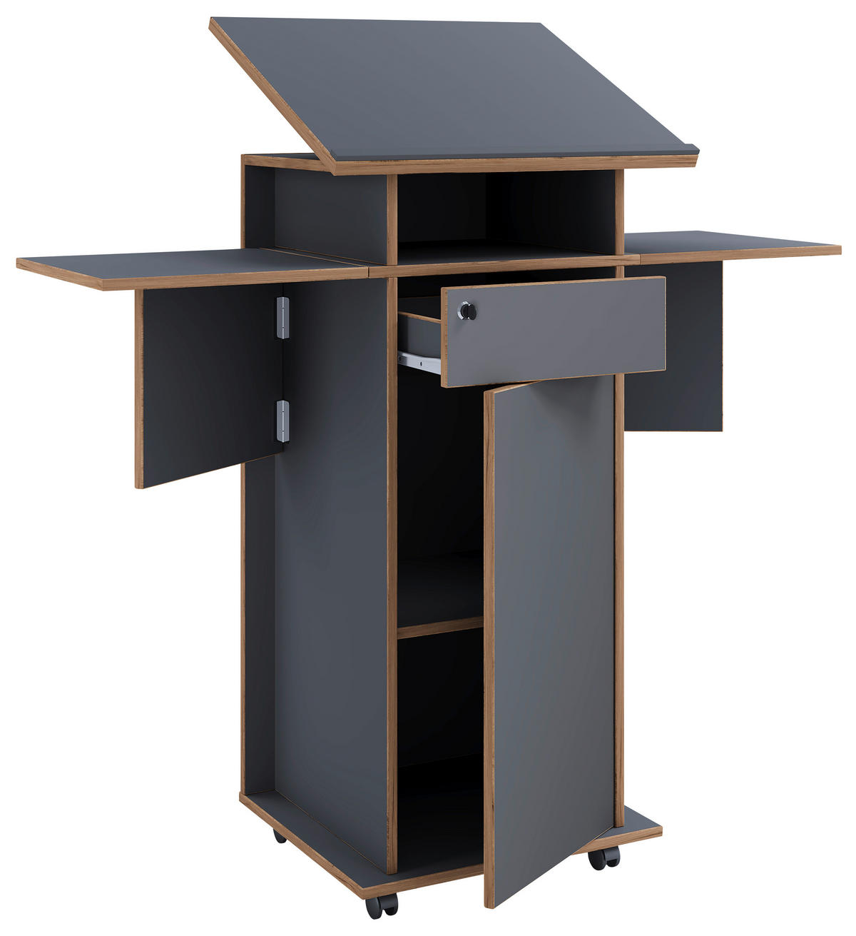 STEHPULT   - Honigeiche/Anthrazit, Design, Holzwerkstoff (123/128/44cm) - MID.YOU