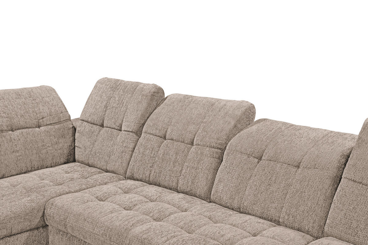 WOHNLANDSCHAFT Mikrovelours Beige  - Kaschmir/Beige, Modern, Kunststoff/Textil (245/348/168cm) - MID.YOU