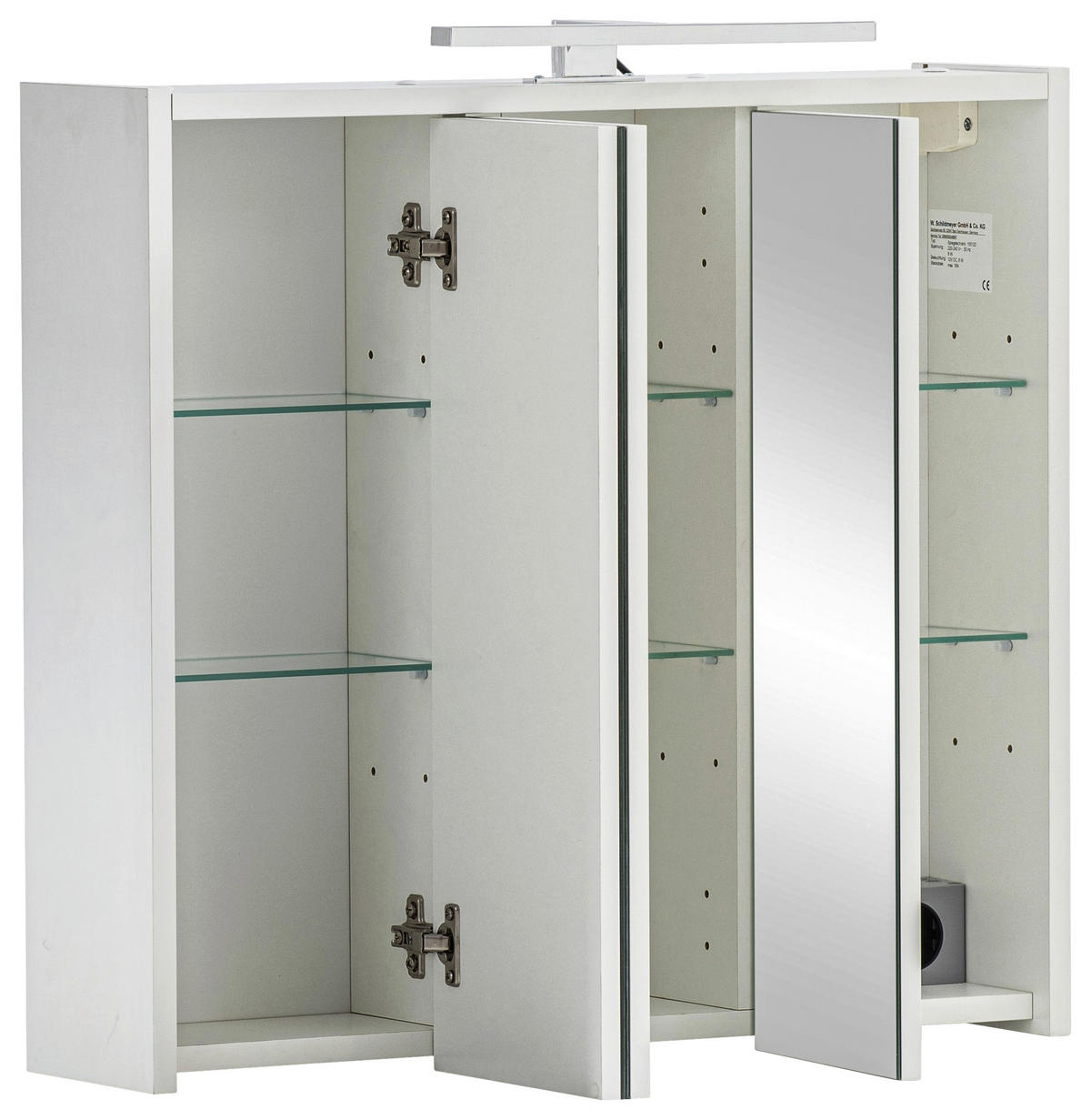 SPIEGELSCHRANK 65/62,7/16 cm  - Weiß, KONVENTIONELL, Glas/Holzwerkstoff (65/62,7/16cm) - Stylife