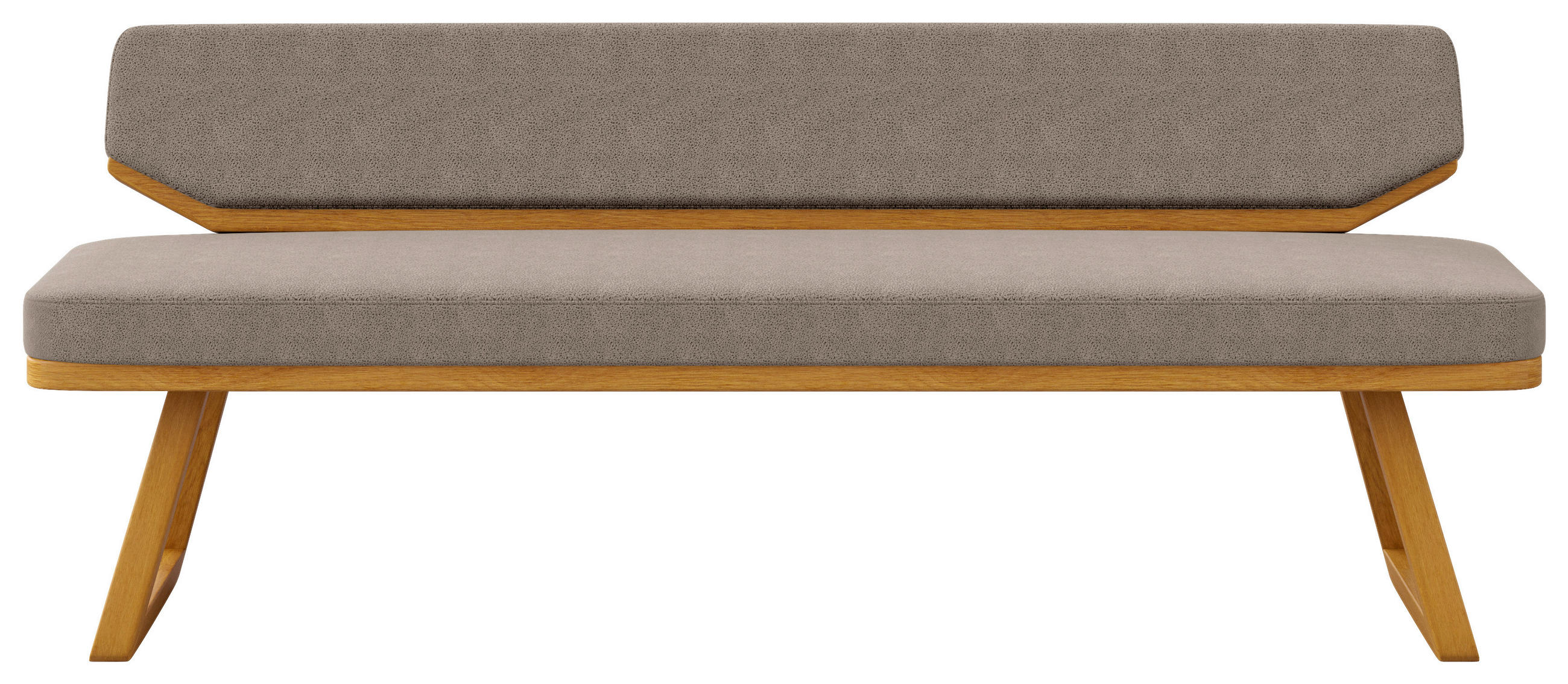 SITZBANK 190/80/52 cm Flachgewebe Grau, Eichefarben Eiche massiv  - Eichefarben/Grau, Basics, Holz/Textil (190/80/52cm) - Carryhome