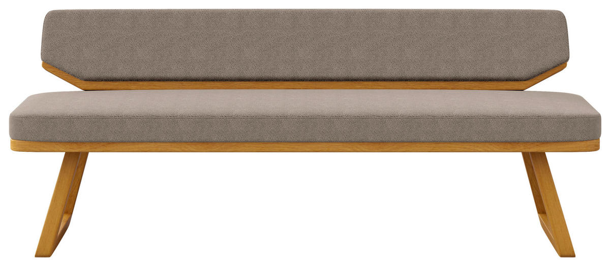 SITZBANK 190/80/52 cm Flachgewebe Eichefarben, Grau Eiche massiv  - Eichefarben/Grau, Basics, Holz/Textil (190/80/52cm) - Carryhome