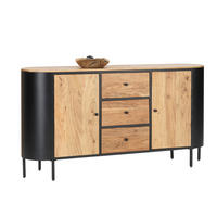COMODĂ CU UșI 170/90/40 cm  - negru/culoare lemn acacia, Trend, metal/lemn (170/90/40cm) - Ambia Home