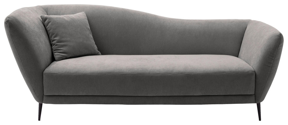 RÉCAMIERE Platinfarben Chenille Zierkissen, Rücken echt  - Platinfarben/Schwarz, KONVENTIONELL, Textil/Metall (224/70/97cm) - Hom`in