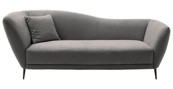 RÉCAMIERE Platinfarben Chenille Zierkissen, Rücken echt  - Platinfarben/Schwarz, KONVENTIONELL, Textil/Metall (224/70/97cm) - Hom`in