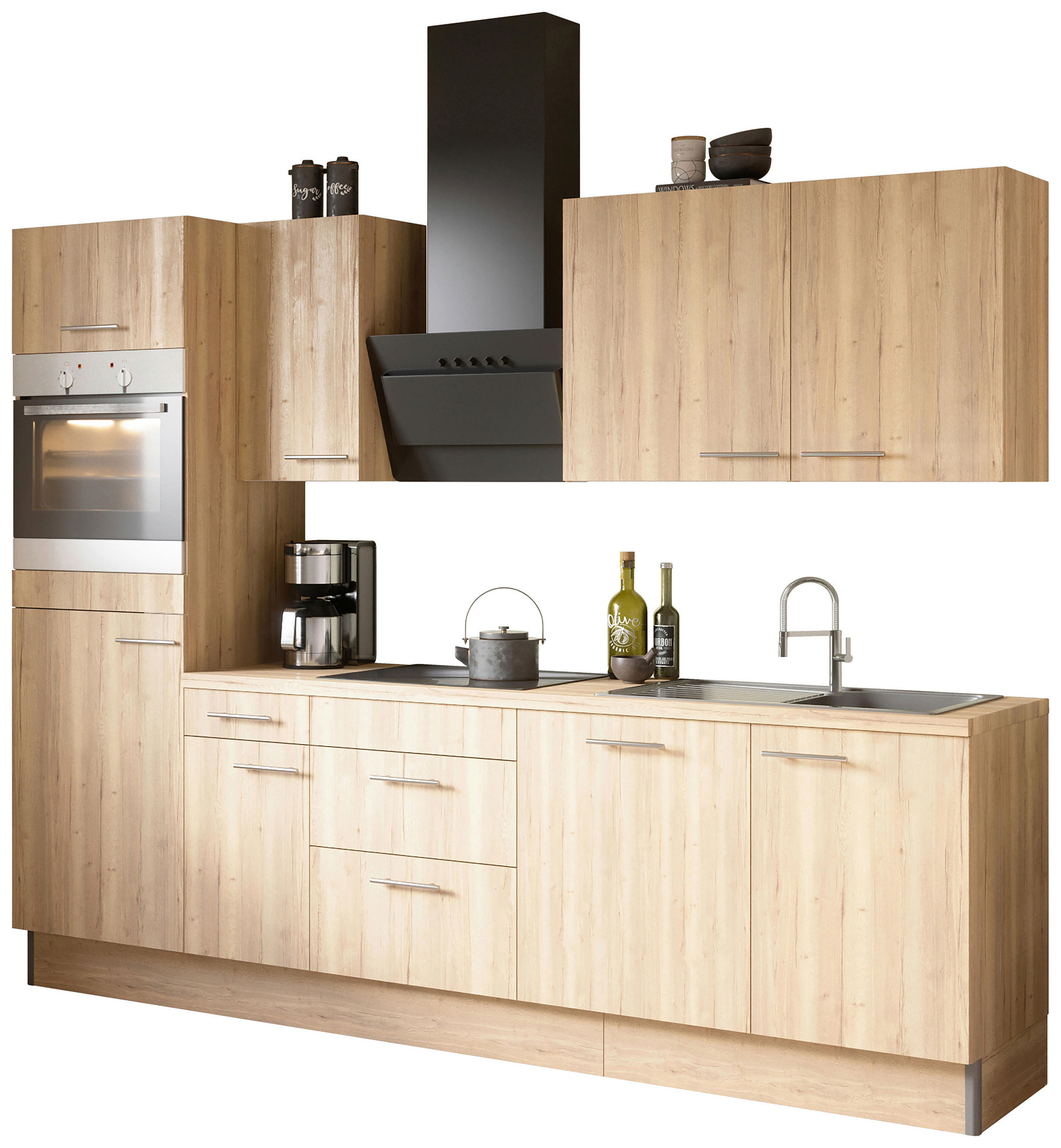 KÜCHENLEERBLOCK 270 cm   in Eichefarben  - Edelstahlfarben/Eichefarben, Basics, Metall (270cm) - Optifit