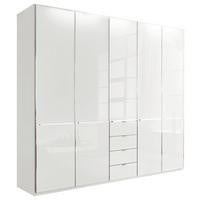 KLEIDERSCHRANK in Weiss  - Chromfarben/Weiss, Konventionell, Glas/Holzwerkstoff (250/216/58cm) - Novel