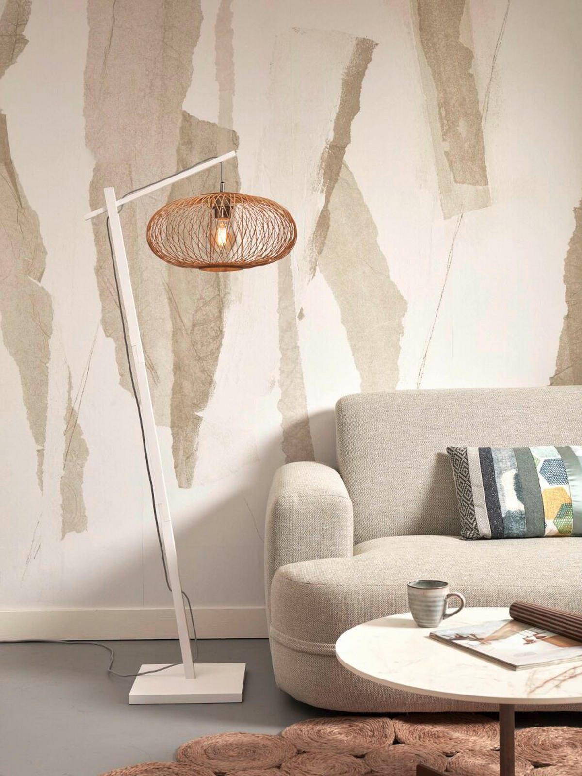 GOLVLAMPA GOOD&MOJO     - vit/naturfärgad, Trend (150/40/62cm) - Good & Mojo