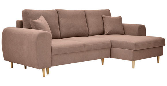 ECKSOFA Altrosa Webstoff  - Altrosa/Naturfarben, KONVENTIONELL, Holz/Textil (250/145cm) - Carryhome