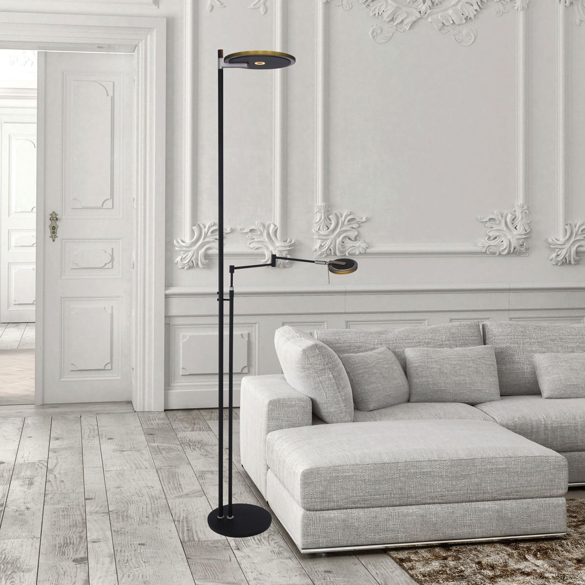 STEHLEUCHTE 55/185 cm    - Schwarz, Design, Glas/Metall (55/185cm)