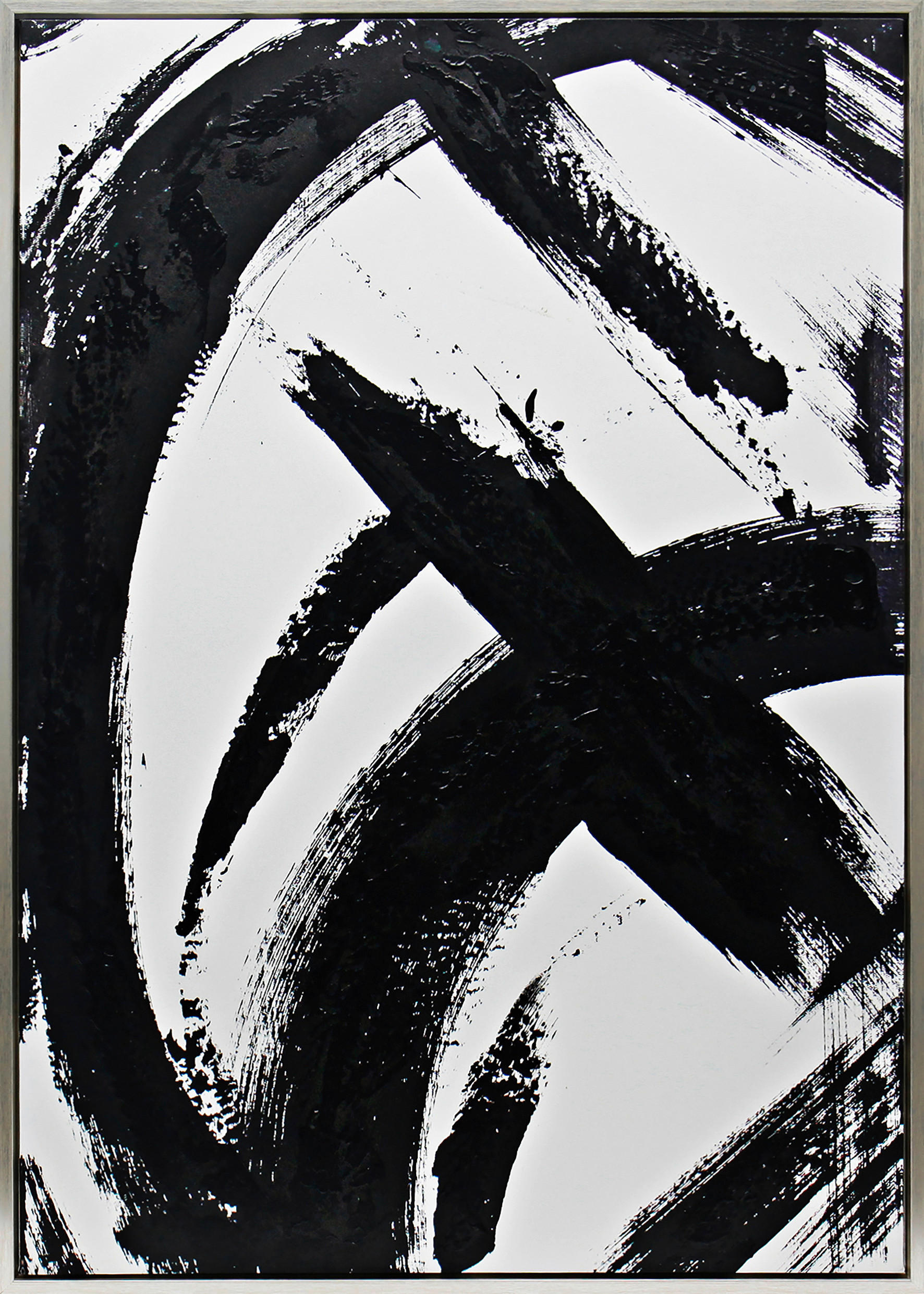 ÖLGEMÄLDE Abstraktes 70/100 cm  - Silberfarben/Schwarz, Trend, Holzwerkstoff/Kunststoff (70/100cm) - Monee