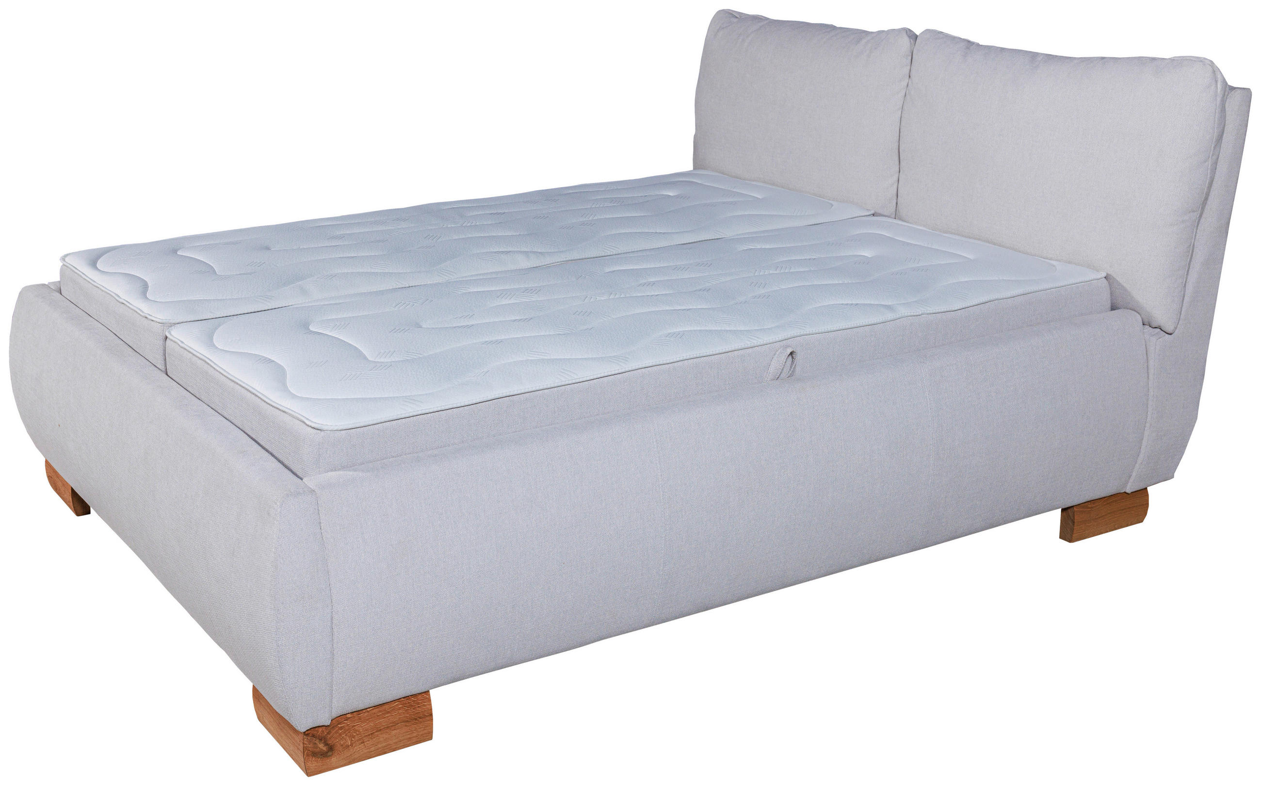 PAT TAPIȚAT 160/200 cm  in gri  - culoare lemn stejar/gri, Basics, lemn/textil (160/200cm) - Novel