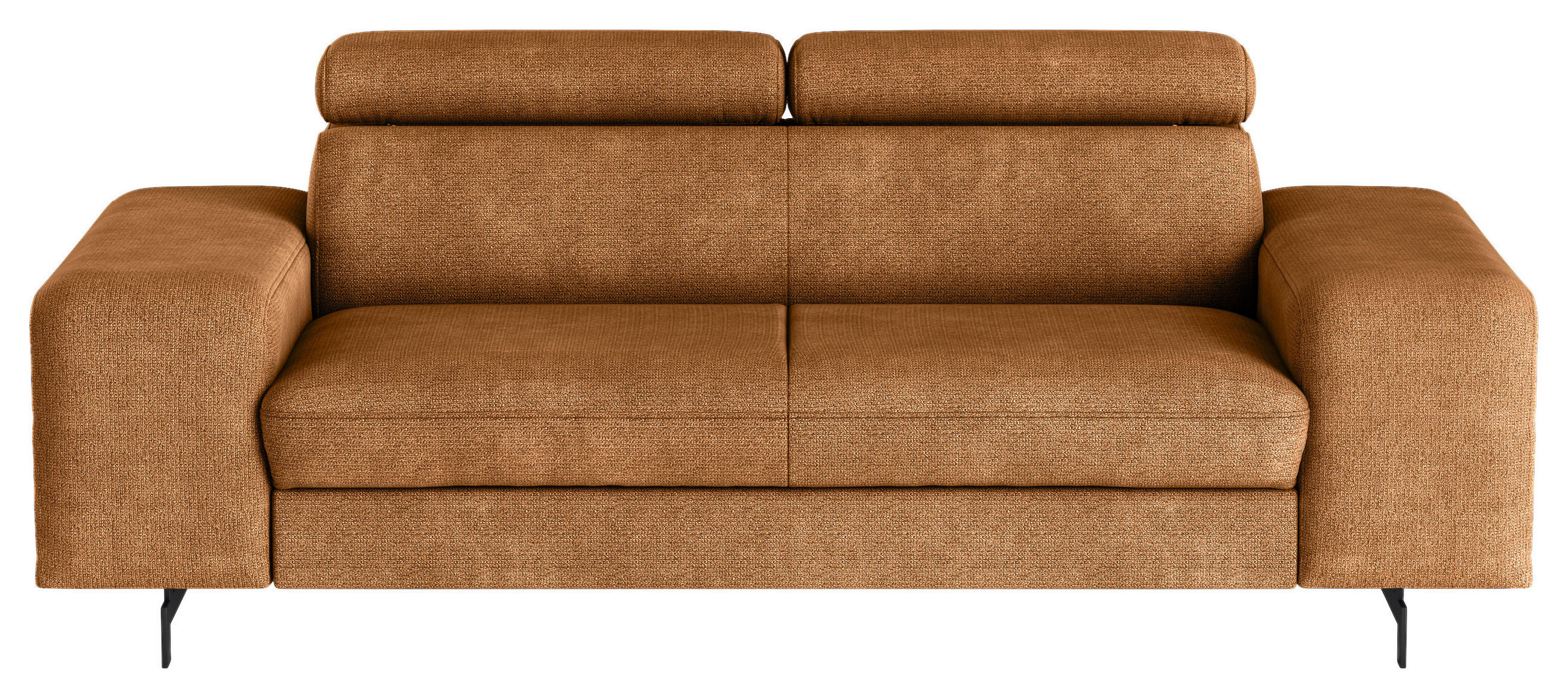 3-SITZER-SOFA in Chenille Cognac  - Cognac/Schwarz, Textil/Metall (217/81/100cm) - MID.YOU