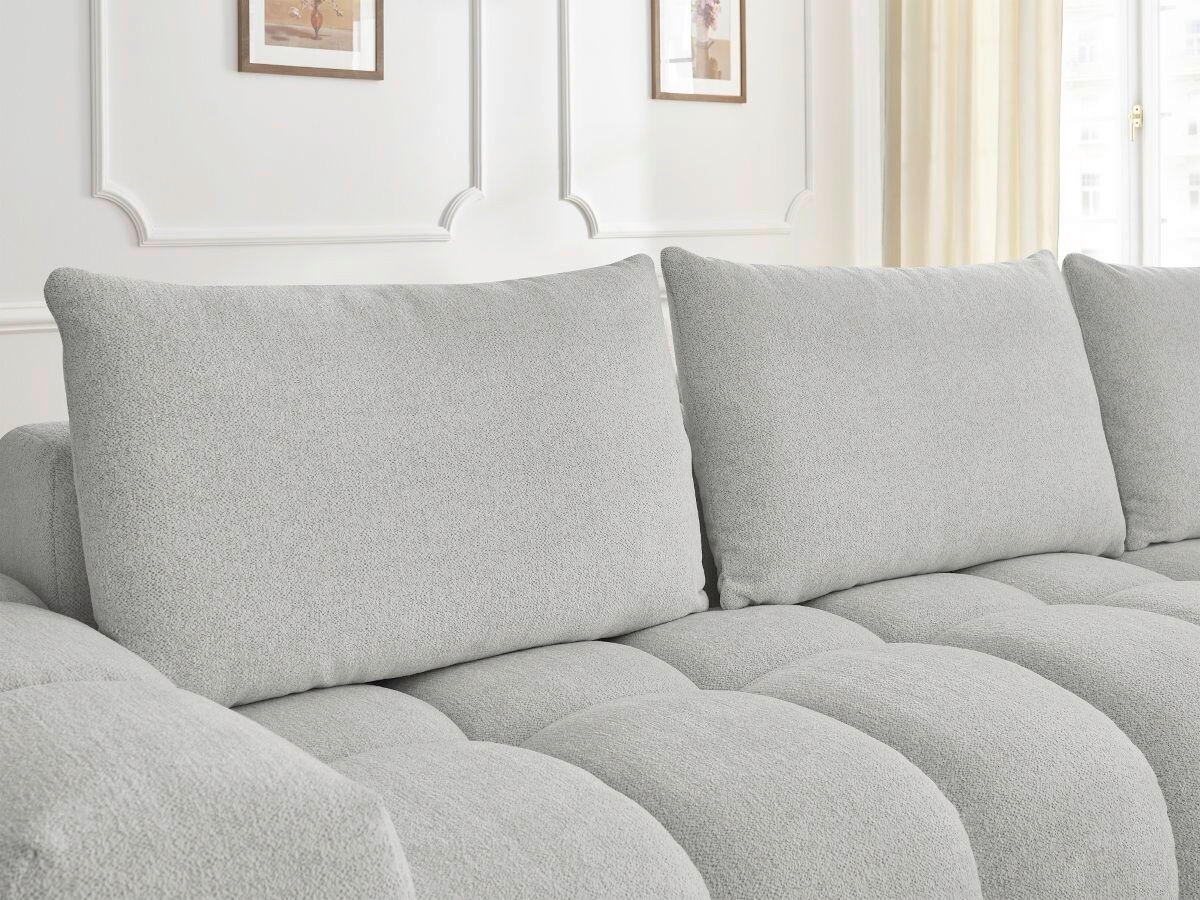 ECKSOFA Ottomane rechts  EVEREST Hellgrau Flachgewebe  - Hellgrau/Schwarz, MODERN, Kunststoff/Textil (352/210cm)