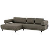 ECKSOFA in Echtleder Graubraun  - Graubraun/Schwarz, Design, Leder/Metall (188/307cm)
