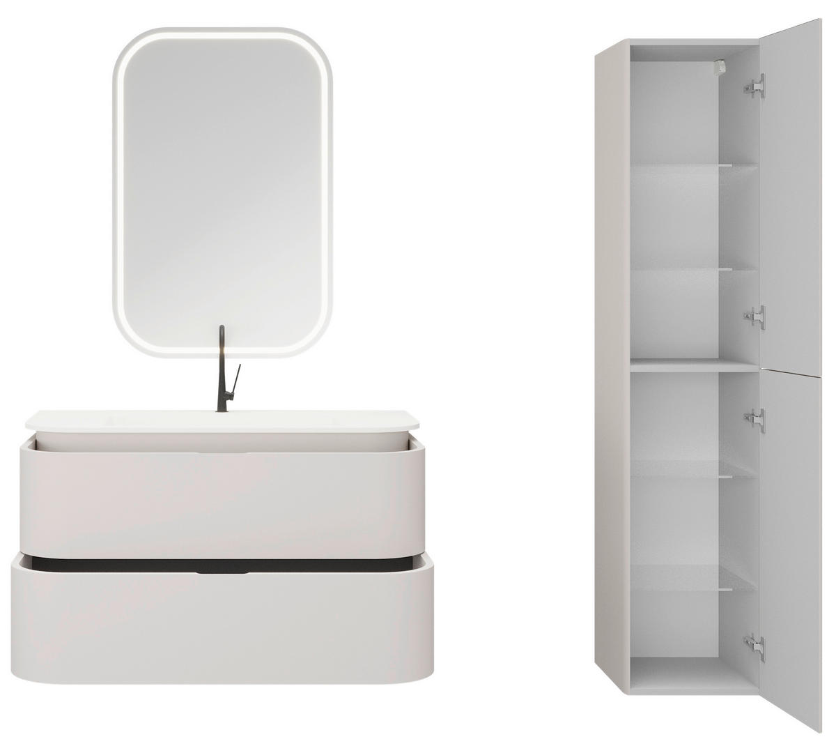 ELEMENT S UMIVAONIKOM  bijela  - bijela/kašmir, Moderno, kamen/drvni materijal (100/52/46cm)