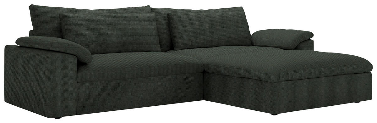 ECKSOFA  Chenille Waldgrün  - Waldgrün/Schwarz, Modern, Kunststoff/Textil (306/198cm) - Carryhome