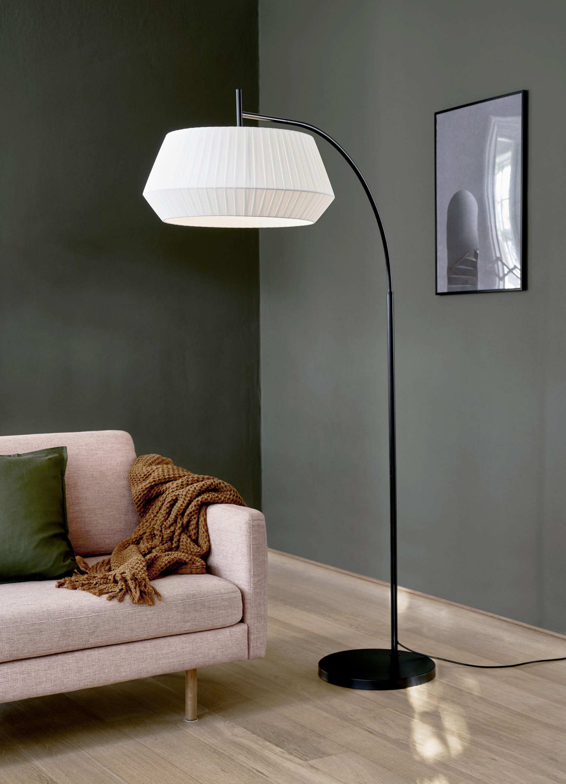 BOGENLEUCHTE 53/180 cm    - Schwarz/Weiß, Basics, Textil/Metall (53/180cm) - Nordlux