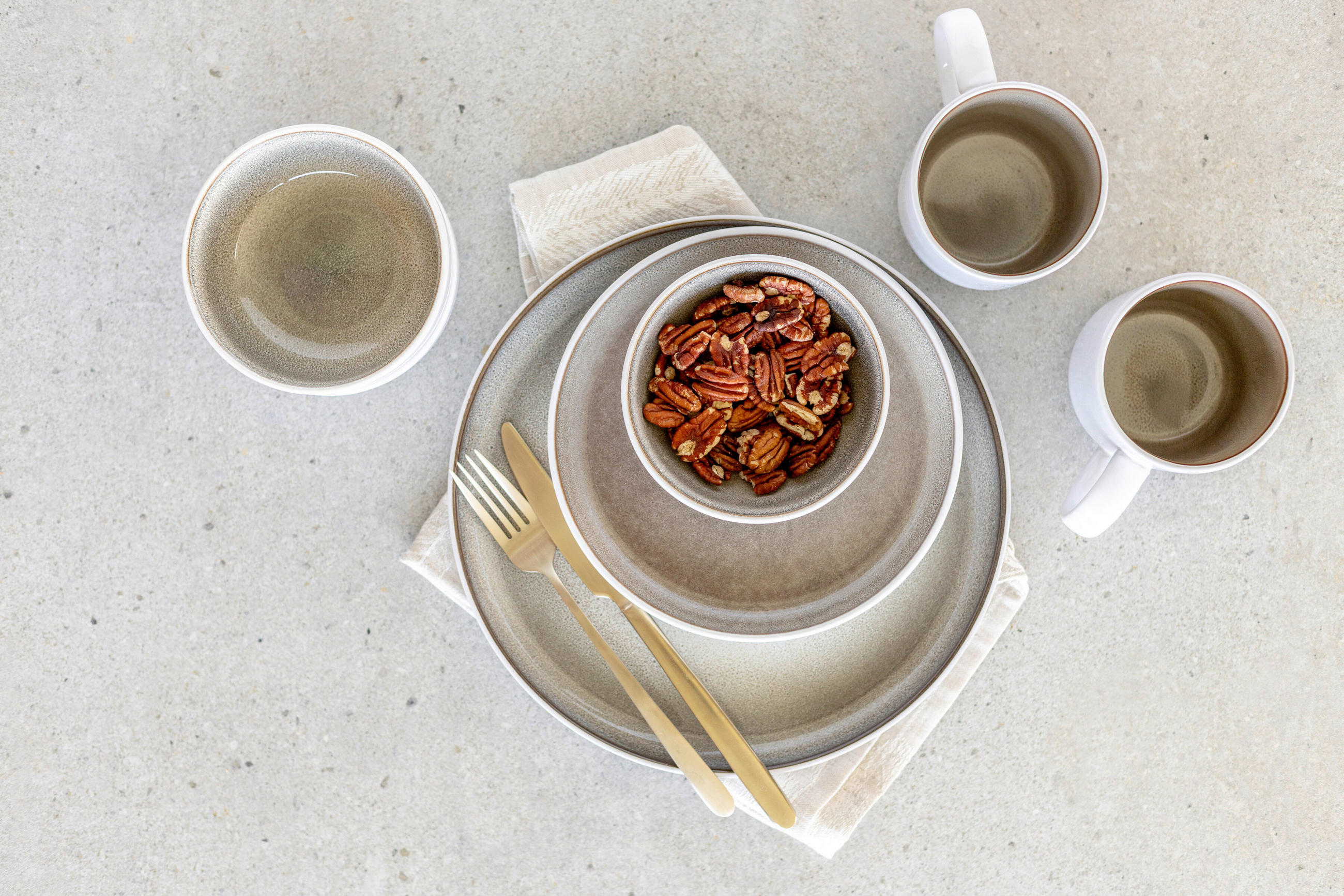 KOMBISERVICE Braun LUNARIA 16-teilig 4 Personen  - Braun, Basics, Keramik - Mäser