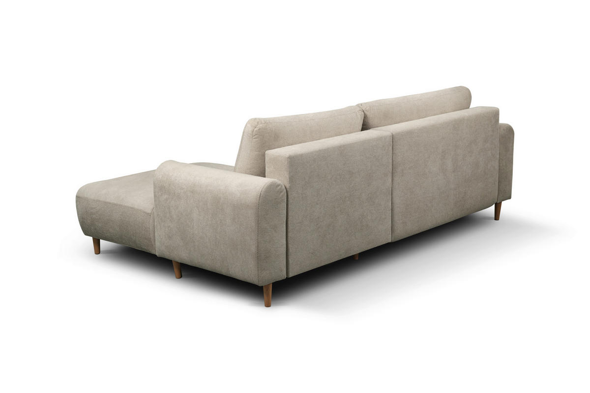 ECKSOFA VIRA Beige Struktur Rückenkissen, Bettkasten, Liegefläche im Originalstoff  - Beige/Naturfarben, Design, Holz/Textil (230/150cm) - MID.YOU