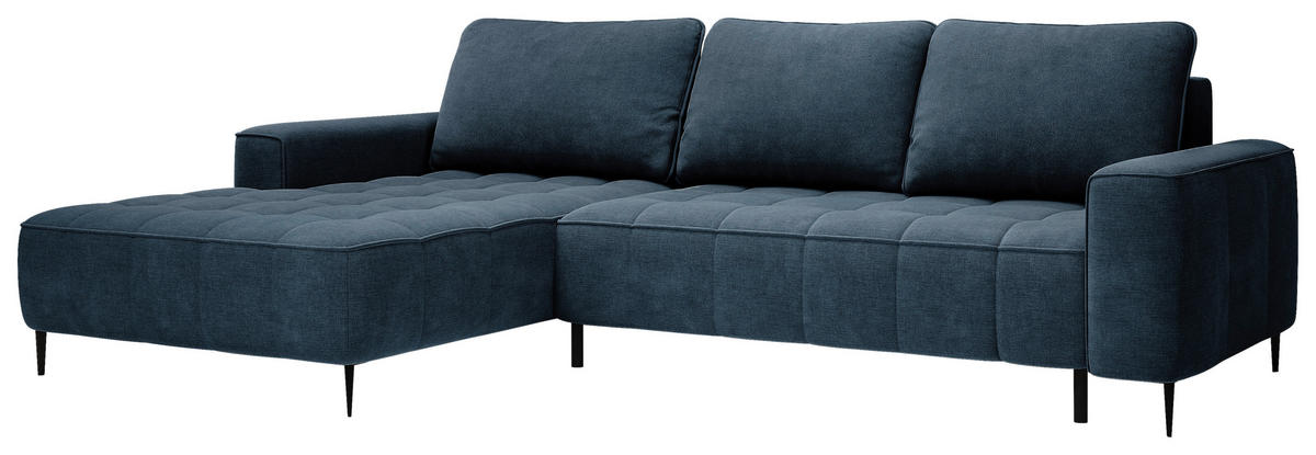 ECKSCHLAFSOFA Florence in Velours Petrol  - Petrol/Schwarz, Basics, Textil/Metall (166/280cm) - Livetastic