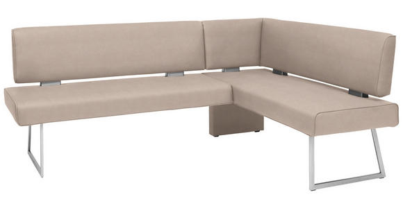 ECKBANK 219/160 cm  in Edelstahlfarben, Greige  - Edelstahlfarben/Greige, Design, Textil/Metall (219/160cm) - Dieter Knoll