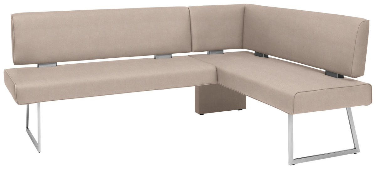 ECKBANK 231/160 cm  in Edelstahlfarben, Greige  - Edelstahlfarben/Greige, Design, Textil/Metall (231/160cm) - Dieter Knoll
