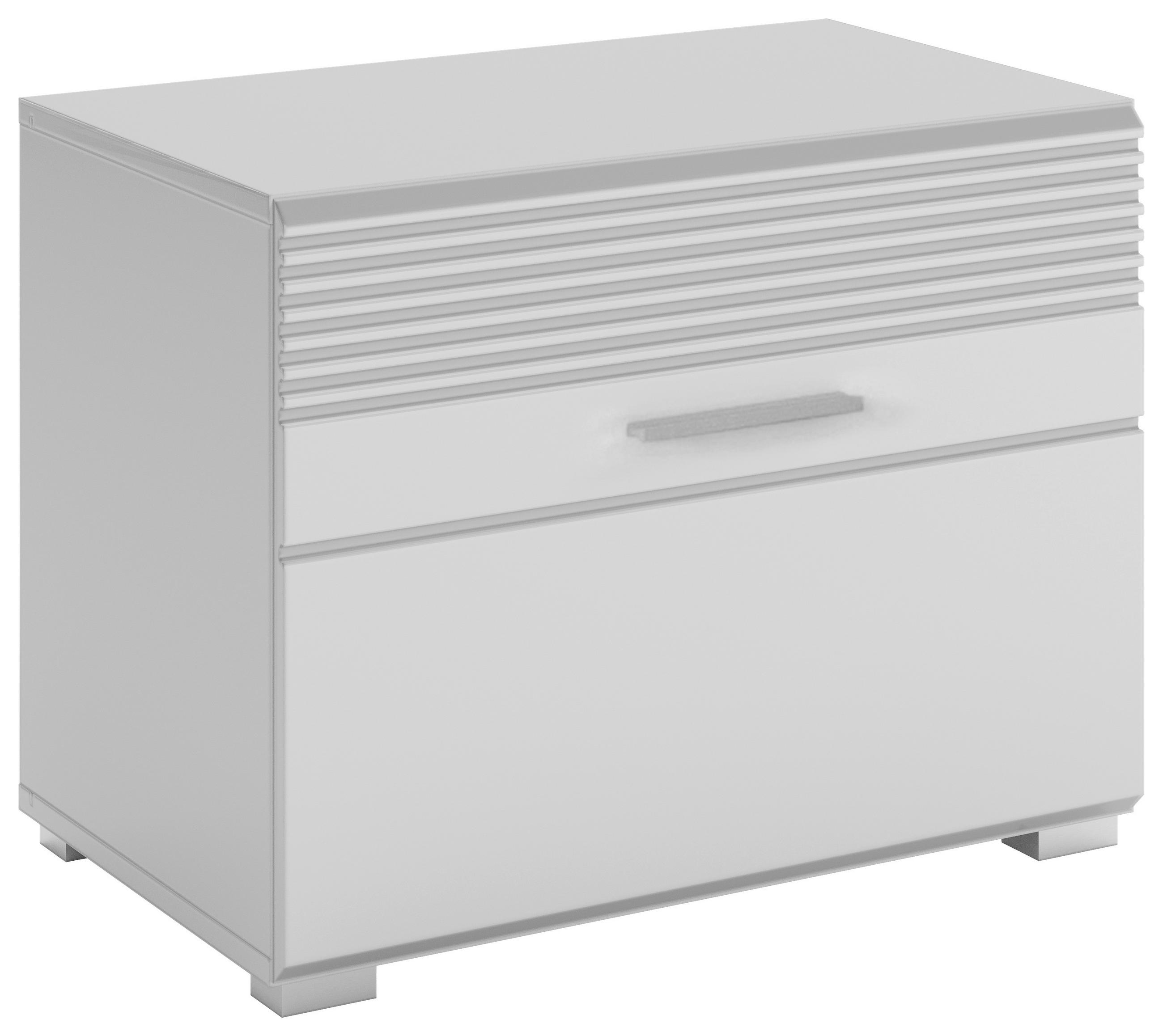 GARDEROBNA KLOP bela, bela, visoki sijaj - srebrne barve/bela, Design, umetna masa/leseni material (60/47/37cm) - Carryhome