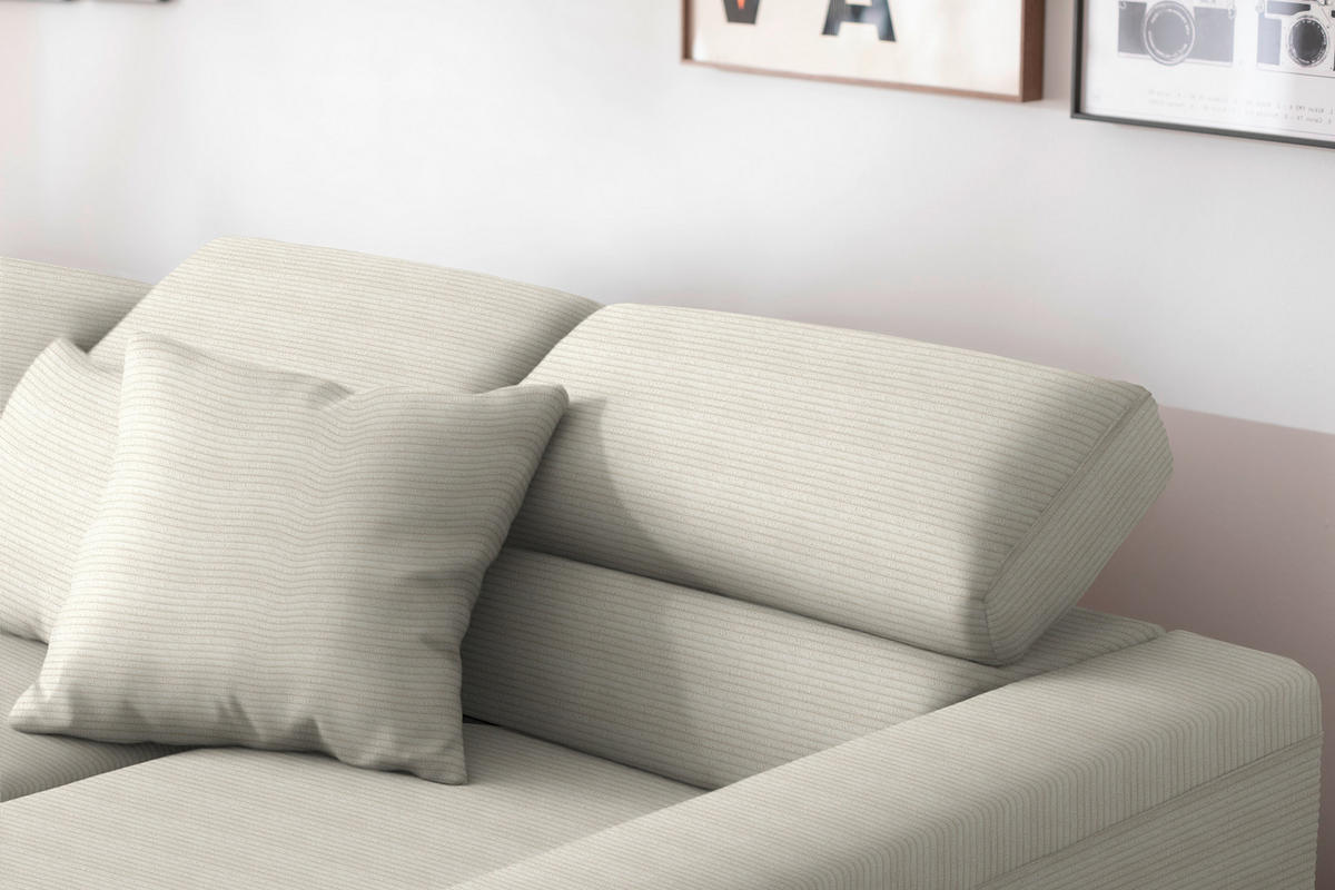 ECKSOFA  in Cord Naturfarben  293/215-217 cm  - Schwarz/Naturfarben, Design, Textil/Metall (293/215-217cm) - Schöner Wohnen