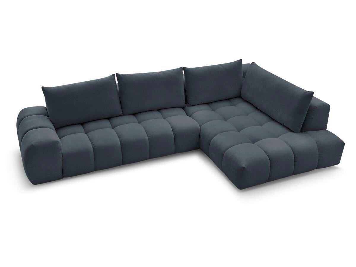 ECKSOFA Ottomane rechts  EVEREST Dunkelblau Struktur  - Schwarz/Dunkelblau, MODERN, Kunststoff/Textil (352/210cm) - Livetastic