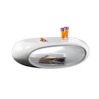 COUCHTISCH 100/70/32 cm oval Weiß Hochglanz  - Weiß Hochglanz, Design, Kunststoff (100/70/32cm) - Livetastic