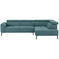 ECKSOFA Türkis Feincord  - Türkis/Schwarz, Design, Textil/Metall (280/205cm) - Xora